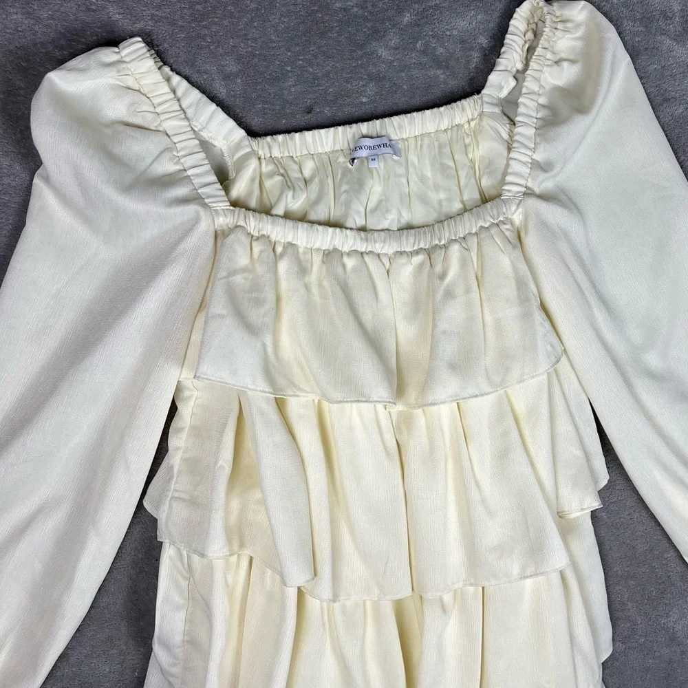 WeWoreWhat Dress Womens XS Tiered Crinkle Chiffon Ruffle Feminine Cottagecore - Picture 4 of 11